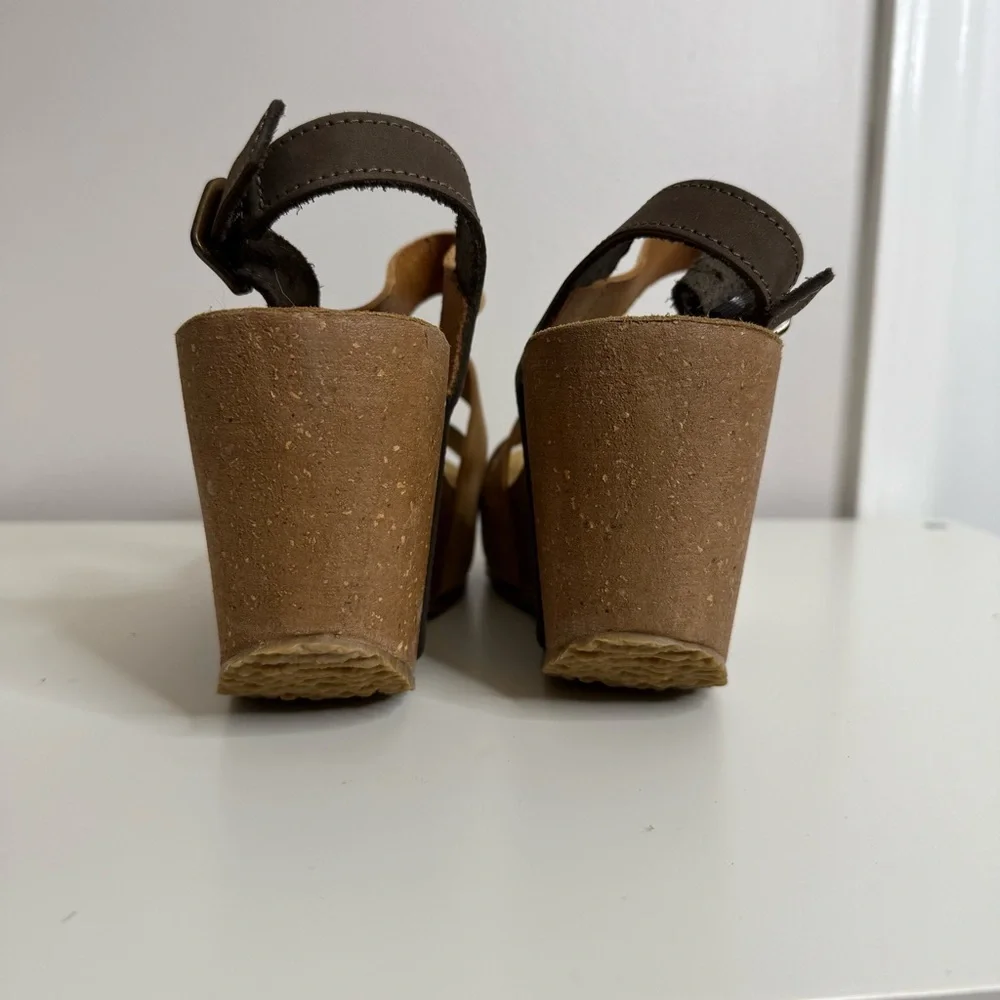 BioNatura Strappy Wedges Brown Tan US 7